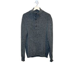 French Connection charcoal gray 1/4 button wool blend sweater size XL